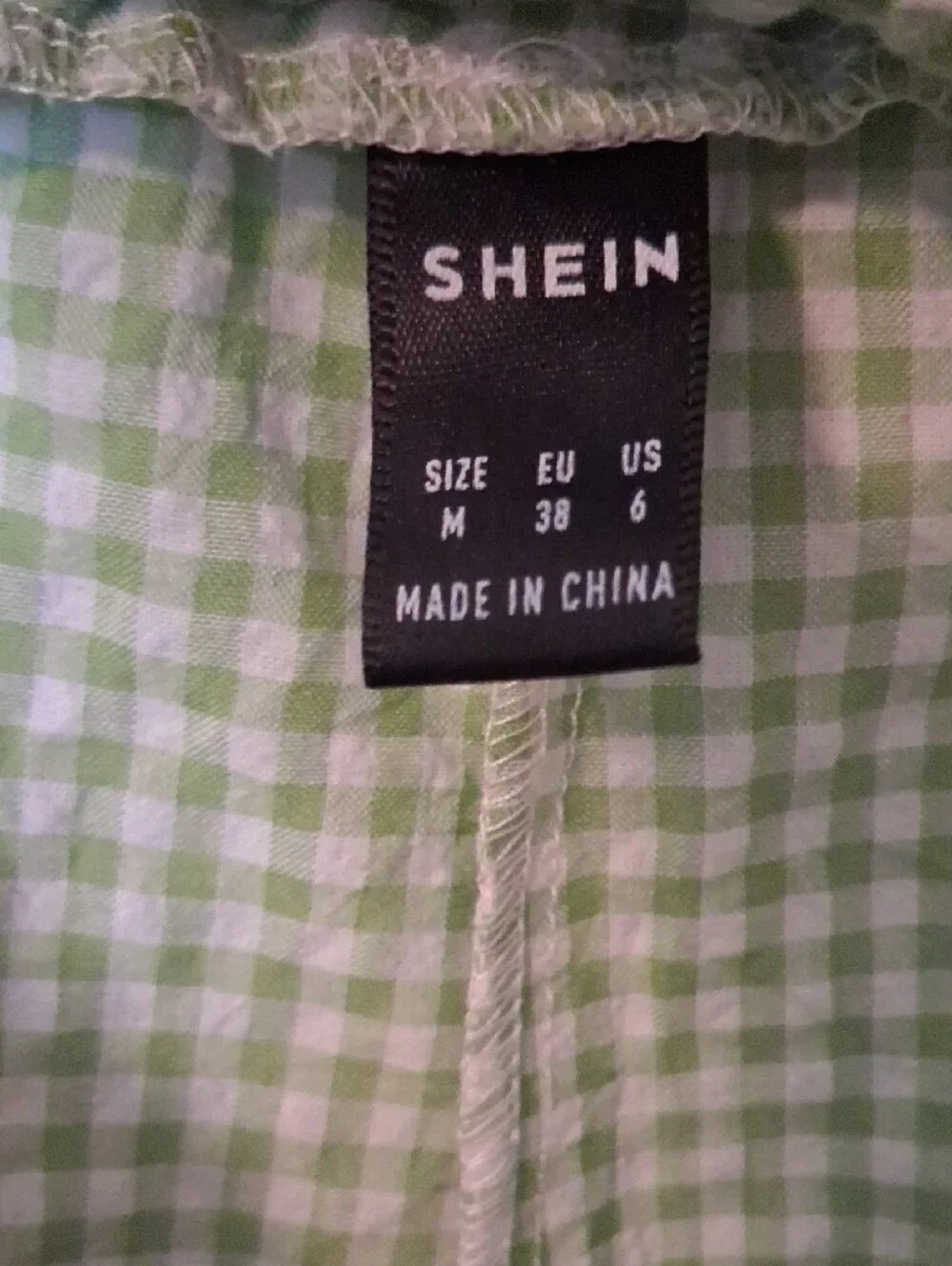 SHEIN Green and White Gingham Shorts